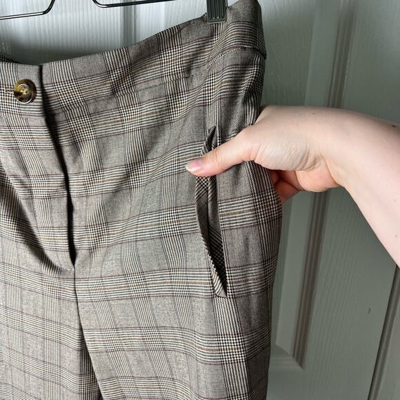 Veronica Beard Arte Brown Plaid Striped Ankle Cropped Trouser Pant Sz 12 - Picture 5 of 11